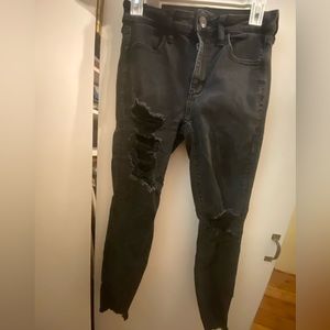 American Eagle Black Destroy Hi-Rise Jeggings